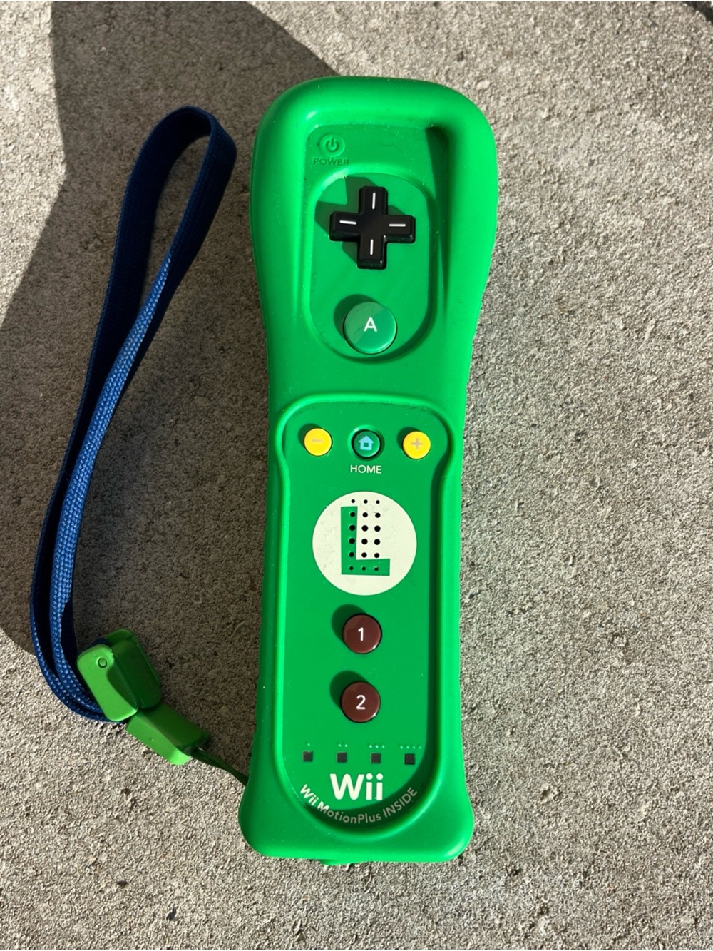 Nintendo Green Wii Remote Plus Controller with Blue Wrist Strap